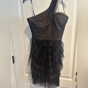 BCBGMaxAzria Black One-Shoulder Ruffle Dress